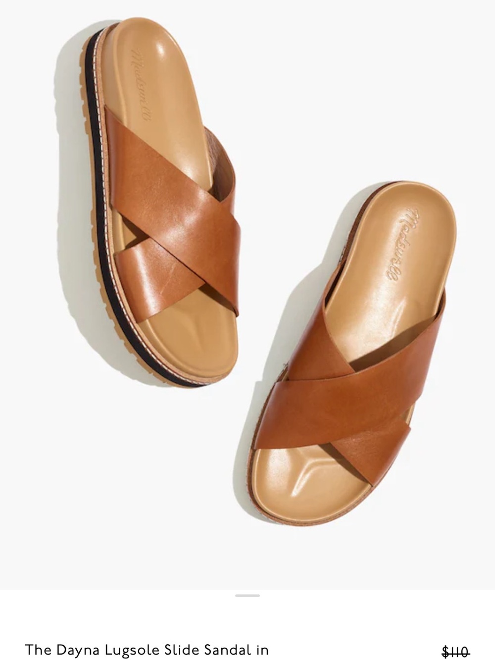 Madewell Brown Leather Crisscross Lugsole Slide Sandals